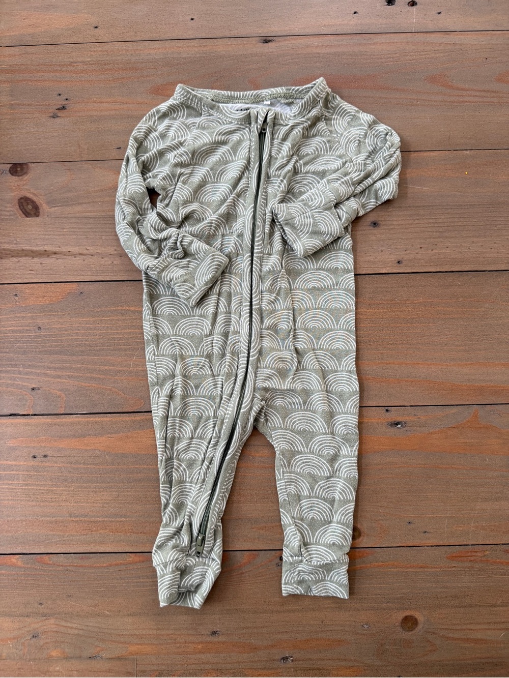 Brave Little Ones Zip Bamboo Romper in Sage Rainbow - 0-3 Months